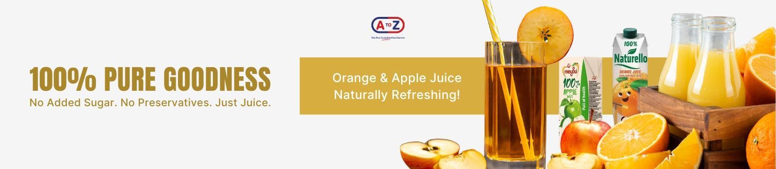  100% pure orange and apple juice Banner