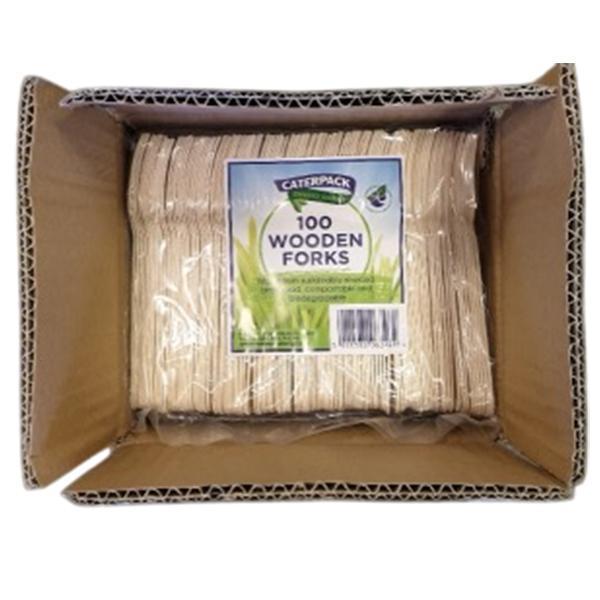 CATERPACK ENVIRO WOODEN FORKS 1x100