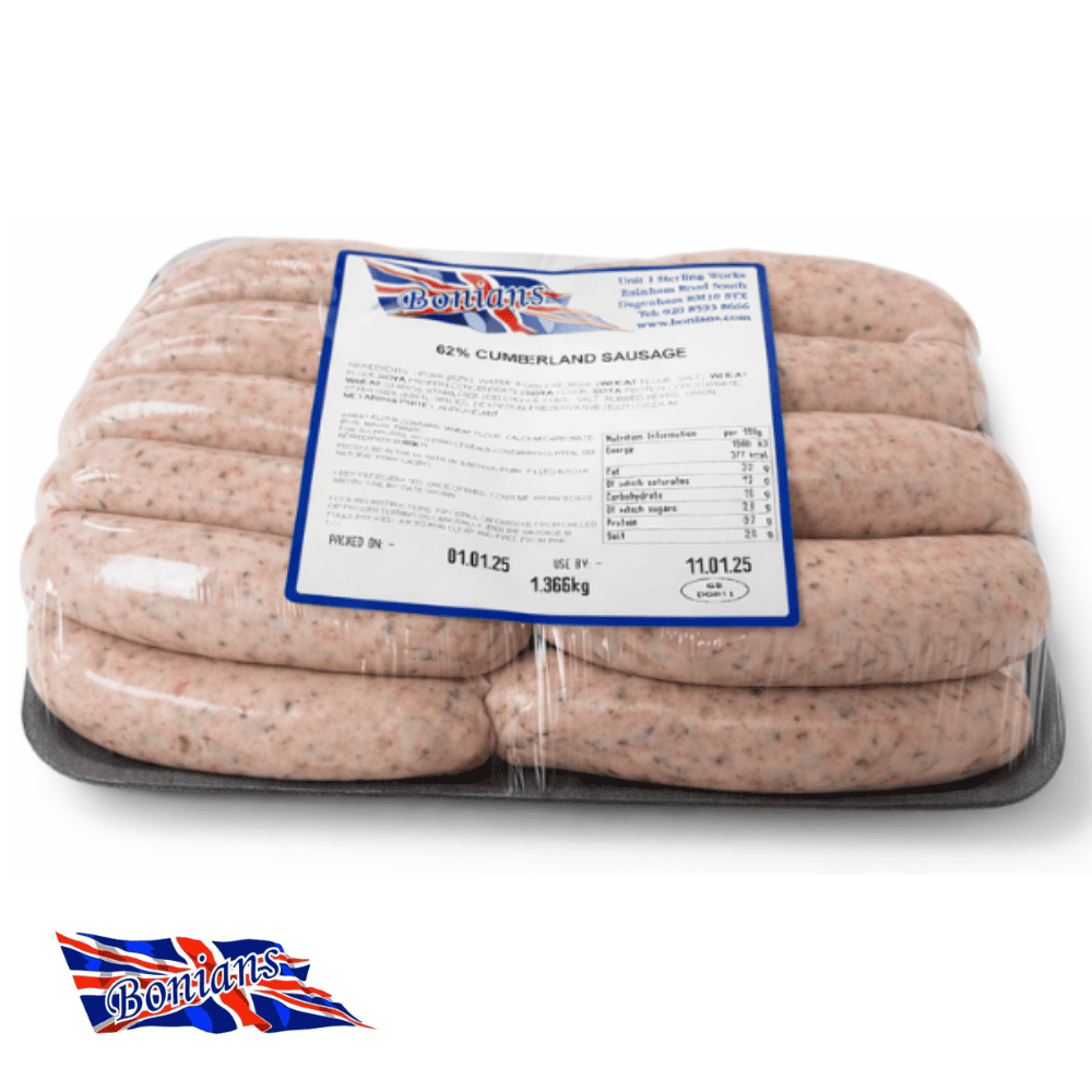 FRESH BONIANS CUMBERLAND SAUSAGES 1.36kg 63% pork