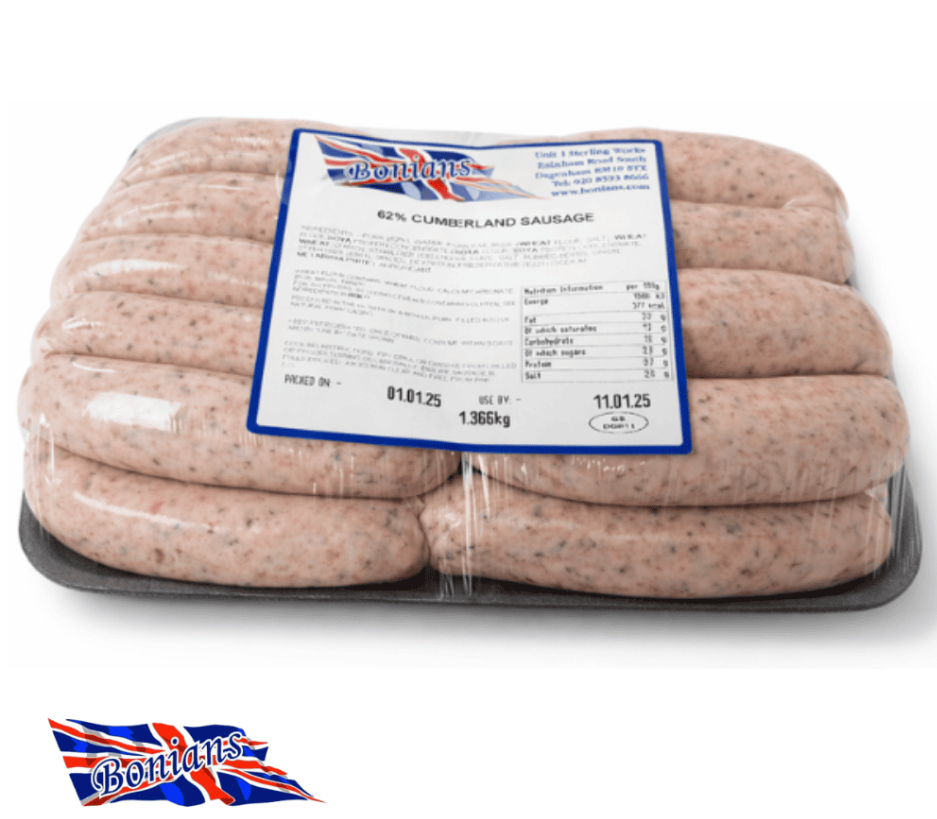 BONIANS FROZEN CUMBERLAND SAUSAGES 8's SUPREME 4.54 kg