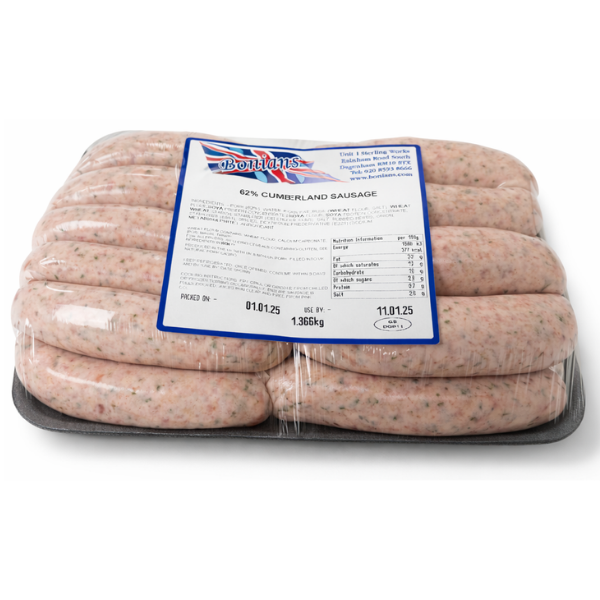 FRESH BONIANS CUMBERLAND SAUSAGES 1.36kg 63% pork