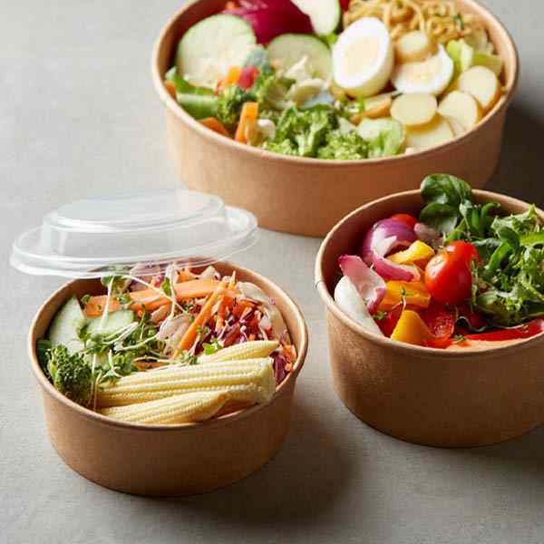 MEDIUM KRAFT ROUND SALAD BOWLS 6x50 - 750cc DIAMETER: 150MM  CODE:62002- 750ml