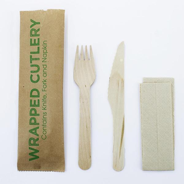 CATERPACK ENVIRO WRAPPED CUTLERY SET 250x1 FORK, KNIFE NAPKIN