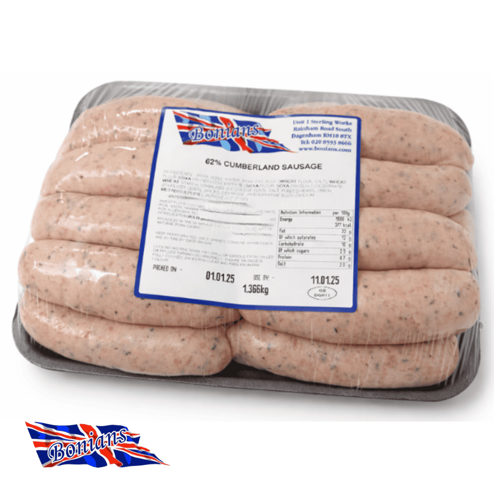 FRESH BONIANS CUMBERLAND SAUSAGES 1.36kg 63% pork
