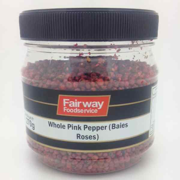 FAIRWAY WHOLE PINK PEPPERCORNS 1x270gm JAR BAIES ROSES