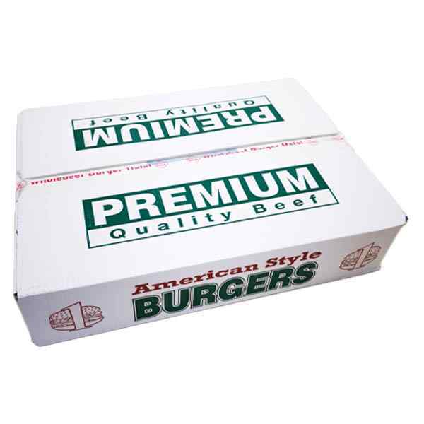 AMERICAN STYLE PREMIUM QUALITY BEEF 48x113g BURGERS HALAL ( WHITE TAPE )