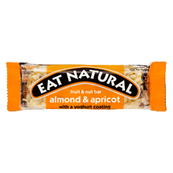 EAT NATURAL ALMOND & APRICOT (GF) 12 x50g FRUIT & NUT BARS  WITH YOGHURT COATING