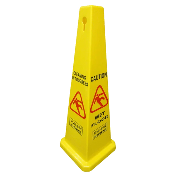 CAUTION WET FLOOR SAFETY SIGN CONE 1x1 32x32x95cm