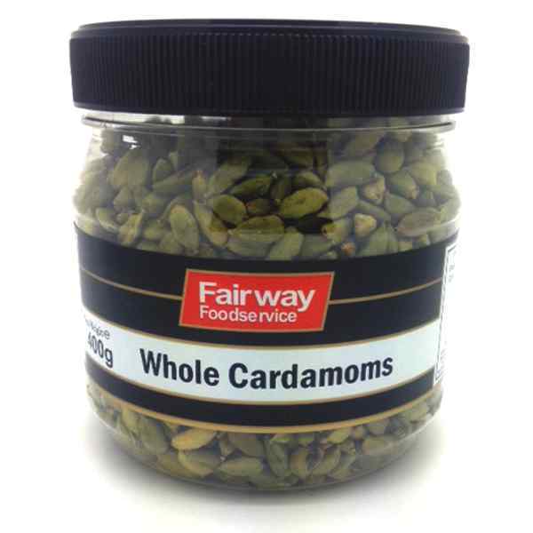 FAIRWAY WHOLE GREEN CARDAMOMS 1x400gM JAR