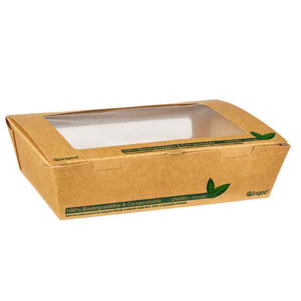 1200ML COMPOSTABLE TUCK TOP SALAD BOXES 4X50 PTODUCT CODE: 61003