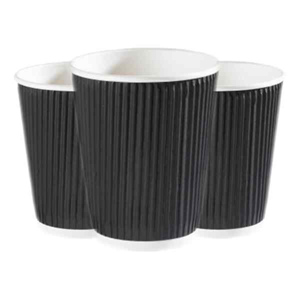 DISPO BLACK 12oz RIPPLE WALL PAPER CUPS 1x500 ( 50009 ) 340ml Suitable lids are - GFC022 & GFC150
