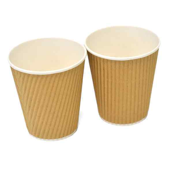 KRAFT 12oz RIPPLE WALL PAPER CUPS 1x500 Suitable lids areGFC150 - GFC022 (50006)