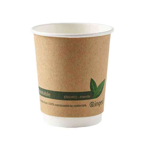 8oz PLA BIODEGRADABLE KRAFT DOUBLE WALL PAPER CUPS 20x25(44881)