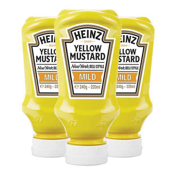 HEINZ MILD YELLOW MUSTARD 8 x 220ml  (250g) TABLE TOP