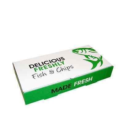 11" DELICIOUS FISH & CHIPS BOXES LRG  1x100 304 x 152 x 51 (LxWxH)
