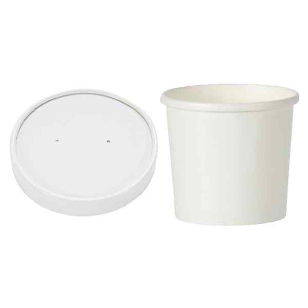 16oz HEAVY DUTY SOUP COMBI CUPS / LIDS 250's WHITE PAPPER CUPS & LIDS  CODE: D50014
