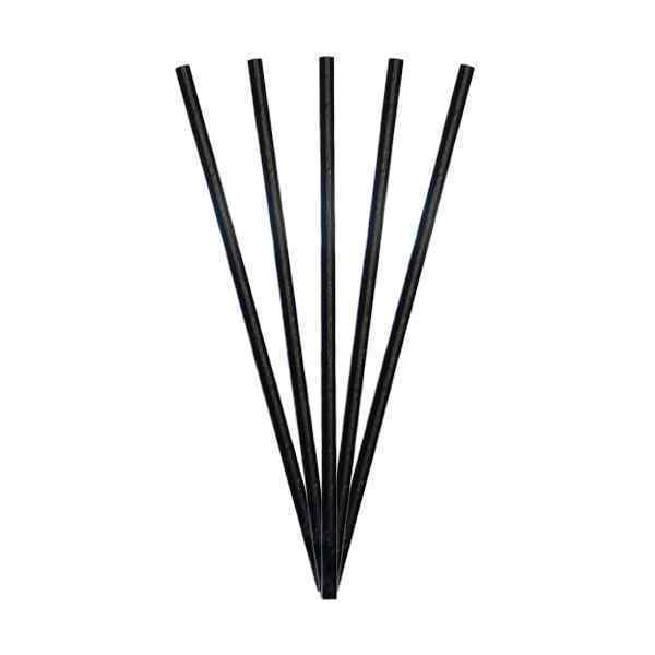 BLACK  STRAIGHT PAPER STRAWS  250's 200mmx6mm - PRODUCT CODE: 10200.01
