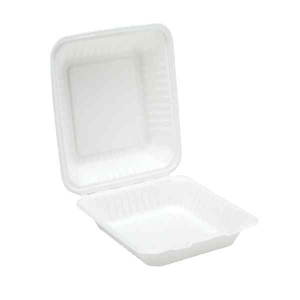 SUGARCANE 9" STRIPED CLAMSHELL 2x100 BIODEGRADABLE - 91015 MEAL BOX 1 HP4