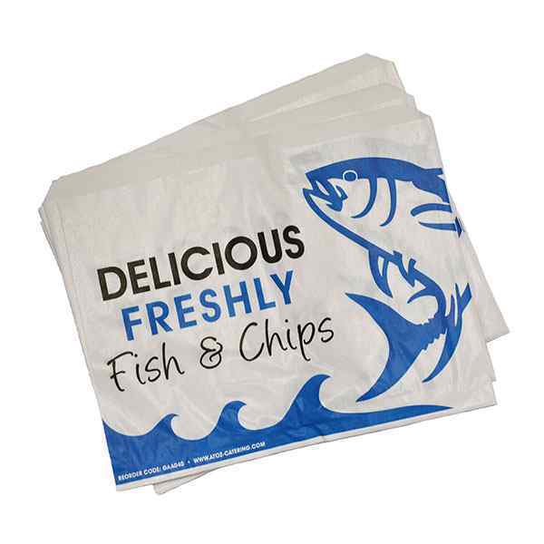 FISH & CHIPS  BAGS 11x14  1x500 280X350mm - Bleached Kraft