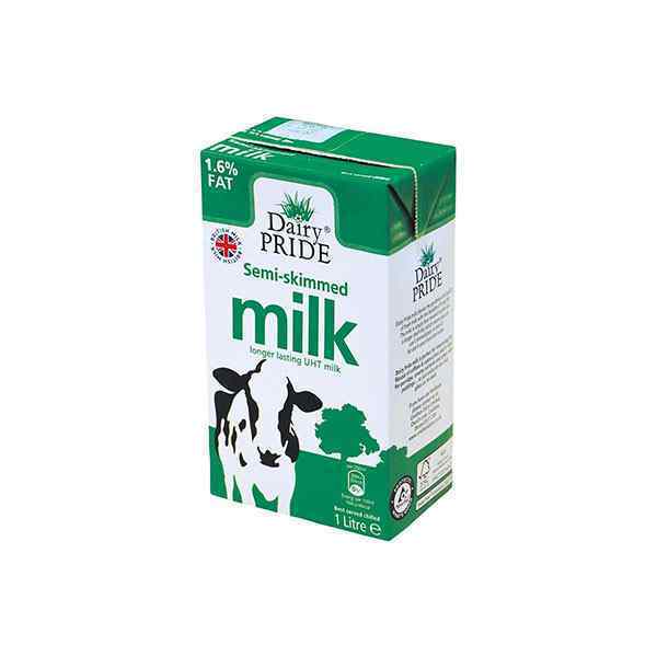 DAIRY PRIDE UHT SEMI SKIMMED MILK 12x1L LONG LIFE