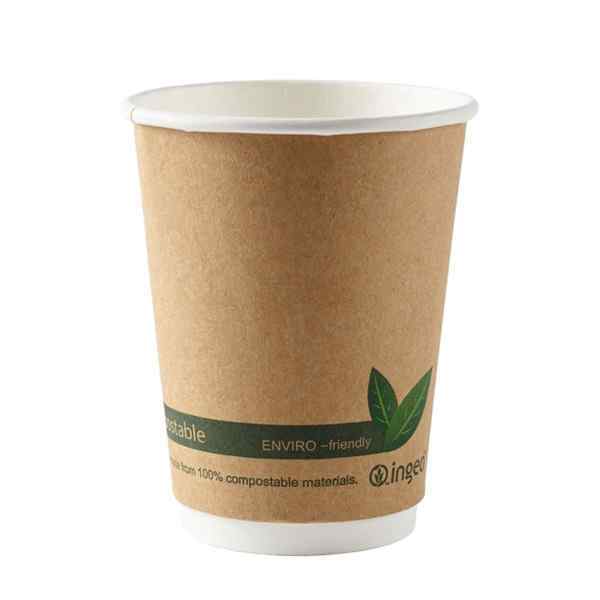 12oz PLA BIODEGRADABLE KRAFT DOUBLE WALL PAPER CUPS 20x25 ( 44882 )